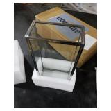 HighFree Vintage Glass Box with Lid - Clear Jewelry Glass Display Box Keepsake Box - Home Decor Decorative Box for Trinket Rings Bracelet (Silver, Medium)