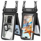 Niveaya Double Space Waterproof Phone Pouch (2-Pack) - IPX8 Phone Case Dry Bag for Beach, Kayak, Cruise Travel Essentials - Compatible with iPhone 17/16/15/14 Pro Max Galaxy S25/S24 Ultra (up to 8.3)