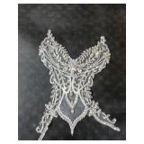 Rhinestones Beaded Bodice Applique Glass Patch Easy to use for Wedding Evening Dance Dress Decoration (White)