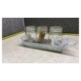 Regular Clear Glass Mason Jars and Tray