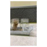 Regular Clear Glass Mason Jars and Tray