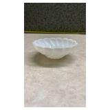 White Milk Glass Scalloped Bowl