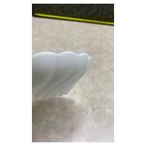 White Milk Glass Scalloped Bowl