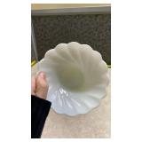 White Milk Glass Scalloped Bowl