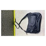 Black Leather Shoulder Bag with Silver Hardware