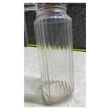 Ribbed Glass Water Pitcher with Pour Spout