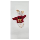 White Mouse Plush with Red Reindeer Sweater - Retail: $12