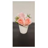 Pink Rose Artificial Flower Arrangement in White Pot - Retail: $15