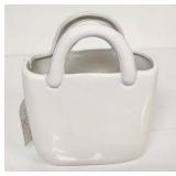 White Ceramic Handled Decorative Vase - Retail: $15