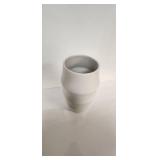 Modern White Ceramic Ribbed Vase (Chipped) - Retail: $35