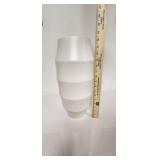 Modern White Ceramic Ribbed Vase (Chipped) - Retail: $35