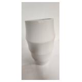 Modern White Ceramic Ribbed Vase (Chipped) - Retail: $35