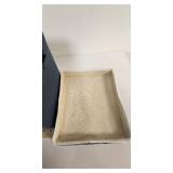 Navy Blue Fabric Storage 16in Box with White Trim - Retail: $12