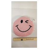 Pink Winking Smiley Face Plush Pillow - Retail: $12
