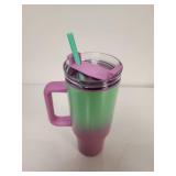 Gradient Green and Purple Insulated Tumbler with Handle - Retail: $25