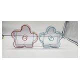 Clear Acrylic Red and Blue Flower Napkin Holder - Retail: $15