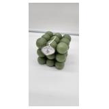 Bubble Cube Sculpted Candle - Green Unscented 2 Candles Med Size Candles  - Retail: $18