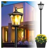 Black Outdoor Post Light Fixture with planter - Retail: $25