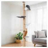 Retails for $153! FUKUMARU Floor to Ceiling Cat Tree, 6 Level Adjustable Height (5.7-9.8 ft) Climbing Tower with Thickened Scratching Posts, Cats Activity Center with Transparent Capsule and Cozy Hamm