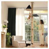 Retails for $153! FUKUMARU Floor to Ceiling Cat Tree, 6 Level Adjustable Height (5.7-9.8 ft) Climbing Tower with Thickened Scratching Posts, Cats Activity Center with Transparent Capsule and Cozy Hamm