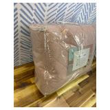 Soul & Lane Blush Diamond Cotton Quilt Set - King Size with 2 Shams, Shabby Chic Quilted Comforter, Lightweight Romantic Diamond Pattern Bedspread in Soft Pink, Scalloped Edge Bedding with Lace Trim