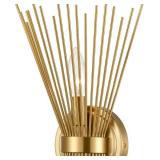 YUBOLE Brass 2-Light Vanity Light Mid-Century Modern Starburst Wall Sconce Lamp Sunburst Sconce Art Decor