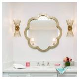 YUBOLE Brass 2-Light Vanity Light Mid-Century Modern Starburst Wall Sconce Lamp Sunburst Sconce Art Decor