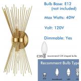 YUBOLE Brass 2-Light Vanity Light Mid-Century Modern Starburst Wall Sconce Lamp Sunburst Sconce Art Decor