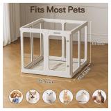 Retails for $199! Jalove 30" H Clear Dog Playpen Acrylic Puppy Playpen Indoor, 8 PCS Easy Assemble Cat Rabbit Ferret Pet Play Pen, Plastic Dog Fence Crate Kennel Whelping Cage Enclosure for Small & Me