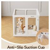 Retails for $199! Jalove 30" H Clear Dog Playpen Acrylic Puppy Playpen Indoor, 8 PCS Easy Assemble Cat Rabbit Ferret Pet Play Pen, Plastic Dog Fence Crate Kennel Whelping Cage Enclosure for Small & Me