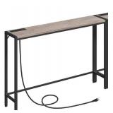 Console Table, 1 Pack Narrow Sofa Table, 43.3 Entrance Table with Power Station, Behind Couch Table, for Living Room, Hallway, Entryway, Foyer, Greige and Black CTHG112E01S2