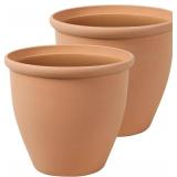 Worth Garden 2-Pack 15" Dia. Round Planters - Large Plastic Plant Pots with Drainage Hole for Indoor & Outdoor Use- Lightweight Decorative Flower Tree Containers for Porch, Patio, Yard, or Deck