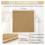 Bullnose Carpet Stair Treads, Non Slip Landing Mat for Wooden Steps Indoor, Soft Stair Rugs for Pets, Indoor Doormat for Kitchen Bathroom, Washable, 30"x30" 1pc, Beige