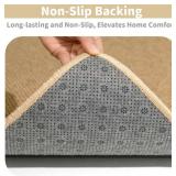 Bullnose Carpet Stair Treads, Non Slip Landing Mat for Wooden Steps Indoor, Soft Stair Rugs for Pets, Indoor Doormat for Kitchen Bathroom, Washable, 30"x30" 1pc, Beige