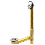 ZM 20"-22" All Brass Lift and Lock Two-Hole Bath Waste Drain Kit, with Chrome Plated Grid Drain