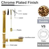 ZM 20"-22" All Brass Lift and Lock Two-Hole Bath Waste Drain Kit, with Chrome Plated Grid Drain