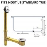 ZM 20"-22" All Brass Lift and Lock Two-Hole Bath Waste Drain Kit, with Chrome Plated Grid Drain