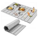 Large Stone Dish Drying Mat 23x15.3 Inch for Kitchen Counter & Sink Collapsible Quick-Dry Diatomaceous Earth Pad Eco-Friendly Absorbent Mat for Dishes Cups Bottles (Light Gray, 23" x 15.3")