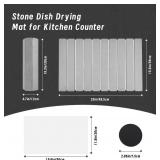 Large Stone Dish Drying Mat 23x15.3 Inch for Kitchen Counter & Sink Collapsible Quick-Dry Diatomaceous Earth Pad Eco-Friendly Absorbent Mat for Dishes Cups Bottles (Light Gray, 23" x 15.3")