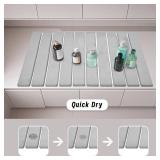 Large Stone Dish Drying Mat 23x15.3 Inch for Kitchen Counter & Sink Collapsible Quick-Dry Diatomaceous Earth Pad Eco-Friendly Absorbent Mat for Dishes Cups Bottles (Light Gray, 23" x 15.3")