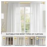 Wrap Around Curtain Rods Gold, Blackout Heavy Duty Curtain Pole for Windows 48 to 84 Inch, 1" Decorative Room Darkening Curved Modern Drapery Rod (Gold/Unique Design/All Matel)