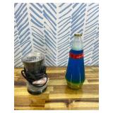 Spencer Gifts Lava Lamp - 17" Programmable Matter - The Original Motion Lamp - White Wax and Red Liquid with Polygon Pattern Printed Base Exclusive