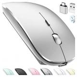 Bluetooth Wireless Mouse for Laptop mac MacBook ipad MacBook air MacBook pro pc Desktop Computer Windows Chromebook Notebook (Silver)
