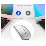 Bluetooth Wireless Mouse for Laptop mac MacBook ipad MacBook air MacBook pro pc Desktop Computer Windows Chromebook Notebook (Silver)