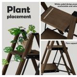 Taranta 2 Step Ladder,Aluminum Lightweight Folding 2 Step Stool with Anti-Slip Wide Pedal,330lbs Capacity Step Ladder for Household,Kitchen,Office - Walnut