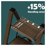 Taranta 2 Step Ladder,Aluminum Lightweight Folding 2 Step Stool with Anti-Slip Wide Pedal,330lbs Capacity Step Ladder for Household,Kitchen,Office - Walnut