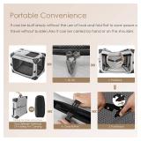 EHEYCIGA Collapsible Dog Crate 30 Inches, Portable Travel Crate for Medium Dogs, Soft Foldable Pet Kennel with 4-Door Mesh Windows Indoor & Outdoor, Grey