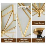 Retails for $117! Gold Star Flush Ceiling Light - 19.5 Inch Brass Glass Large Mount Fixture - Art Deco Mid Century Vintage Modern Moravian Lighting Lights for Bedroom Dining Kitchen Foyer Farmhouse Li
