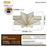 Retails for $117! Gold Star Flush Ceiling Light - 19.5 Inch Brass Glass Large Mount Fixture - Art Deco Mid Century Vintage Modern Moravian Lighting Lights for Bedroom Dining Kitchen Foyer Farmhouse Li