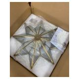 Retails for $117! Gold Star Flush Ceiling Light - 19.5 Inch Brass Glass Large Mount Fixture - Art Deco Mid Century Vintage Modern Moravian Lighting Lights for Bedroom Dining Kitchen Foyer Farmhouse Li